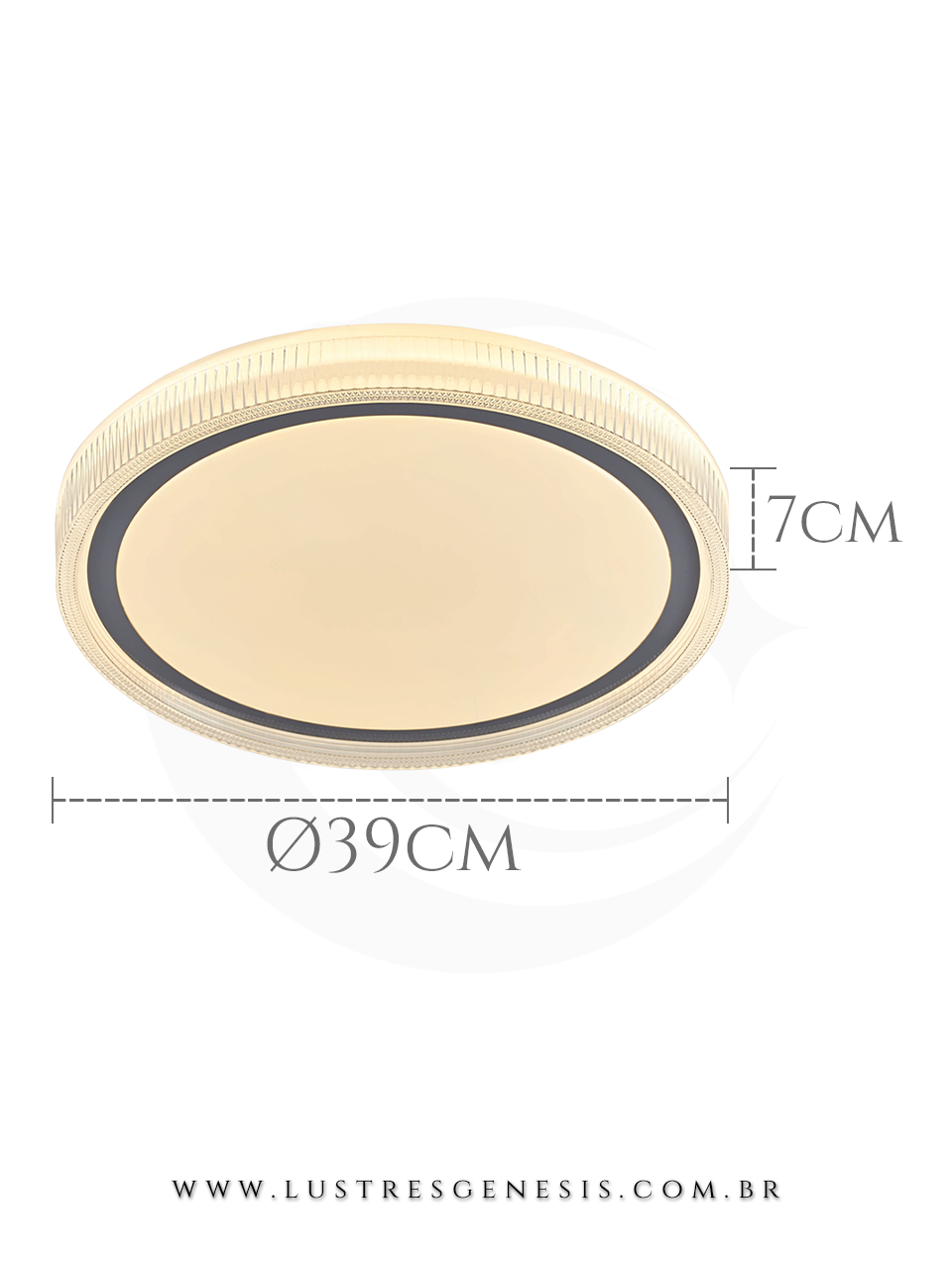 Plafon Moderno LED DCX02347 Cromado e Acrilico Redondo &Oslash;39x7cm Bivolt, Sala de Estar, Quarto Casal, Cozinha, Banheiro, Suite Master